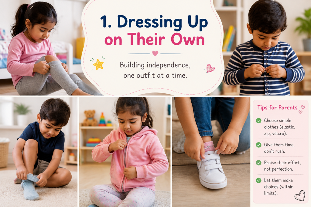 Dressing Up on Their Own Preschooler Activity