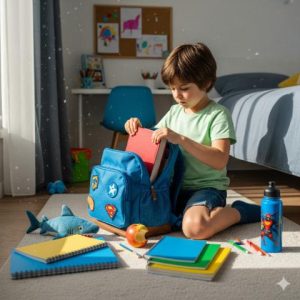 packing the bag by preschooler